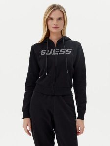 Guess Bluza V5GQ10 KCRP0 Czarny Regular Fit. Czarne bluzy Guess, s, z aplikacjami, z bawełny, bez kaptura. Za 219,99 zł.