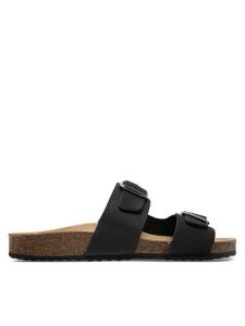 Geox Klapki D Brionia D35LSL 00032 C9999 Czarny. Czarne klapki Geox, bez wzorów, z nubiku, bez obcasa. Za 329,99 zł.