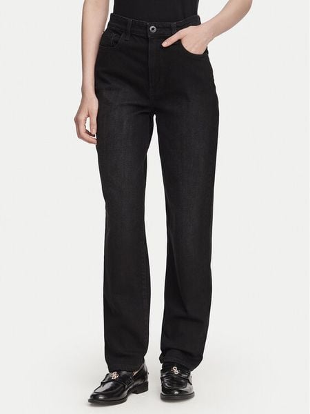 Guess Jeansy W6YA3J D1544 Czarny Tapered Leg. Czarne jeansy Guess, z aplikacjami, z jeansu. Za 434,99 zł.