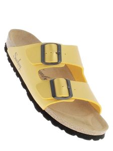 Sunbay Klapki "Trefle" w kolorze żółtym rozmiar: 39. Żółte klapki Sunbay, bez wzorów, z otwartym noskiem, bez obcasa. Za 134,95 zł.