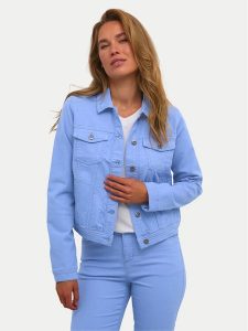 Kaffe Kurtka jeansowa Zelina 10506287 Błękitny Regular Fit. Niebieskie kurtki Kaffe, bez wzorów, z bawełny, bez kaptura. Za 469,99 zł.