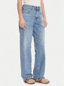 Lee Jeansy Rider 112365089 Niebieski Wide Leg. Niebieskie jeansy Lee, bez wzorów, z jeansu. Za 359,99 zł.
