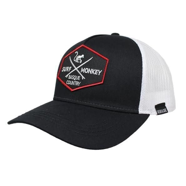 Czapka Trucker - 5 paneli / Recykling / Jeden rozmiar (Czarny/Biały). Białe czapki SURF MONKEY, z aplikacjami, z bawełny. Za 135,96 zł.