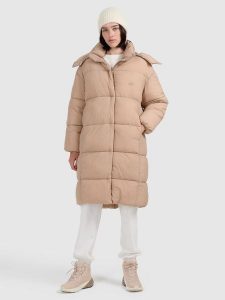 4F Płaszcz puchowy z wypełnieniem syntetycznym damski - beżowy M. Brązowe płaszcze 4f, na zimę, m, bez wzorów, z puchu. W wyprzedaży za 299,99 zł.
