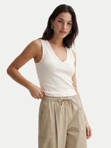 Vero Moda Top Chloe 10342916 Biały Regular Fit. Białe topy Vero Moda, l, bez wzorów, z bawełny, bez kołnierzyka, bez ramiączek. Za 69,99 zł.