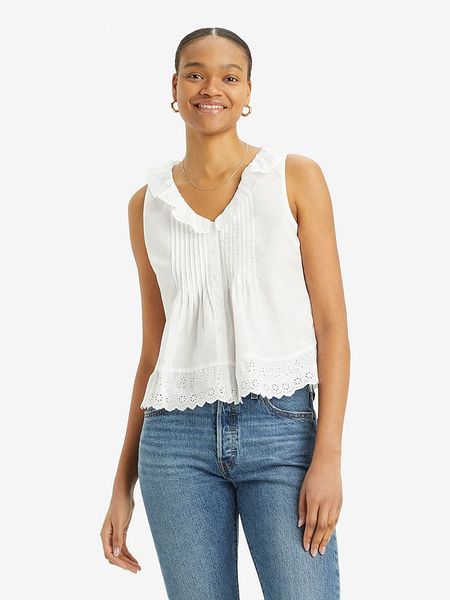 Levi's Top w kolorze białym rozmiar: S. Białe topy Levi's®, s, bez wzorów, z bawełny, bez kołnierzyka, bez ramiączek. Za 88,02 zł.