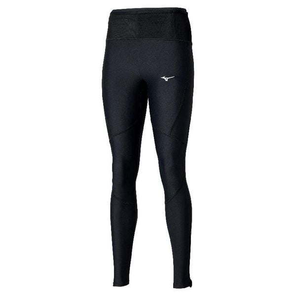 Legginsy z wieloma kieszeniami dla kobiet Mizuno. Czarne legginsy Mizuno, bez wzorów. Za 189,99 zł.