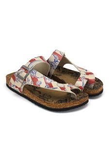 Calceo Japonki w kolorze kremowo-czerwonym rozmiar: 40. Brązowe klapki Calceo, bez wzorów, z otwartym noskiem, bez obcasa. Za 168,46 zł.