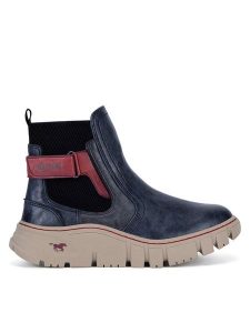Mustang Botki 1499-603-820 Granatowy. Niebieskie botki Mustang, bez wzorów, z materiału, bez obcasa, na płaskiej podeszwie, bez zapięcia. Za 369,99 zł.