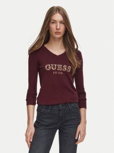 Guess Sweter W6BR55 Z1456 Bordowy Regular Fit. Czerwone swetry klasyczne Guess, m, z wiskozy, bez kołnierzyka. Za 344,99 zł.
