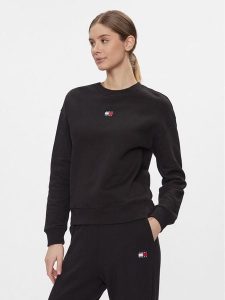 Tommy Jeans Bluza Badge DW0DW17325 Czarny Boxy Fit. Czarne bluzy Tommy Jeans, xl, bez wzorów, z bawełny, bez kaptura. Za 282,99 zł.