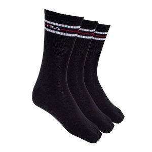 Skarpety tenisowe FILA Lifestyle Socks 3 pary. Czarne skarpetki Fila, bez wzorów. Za 29,99 zł.