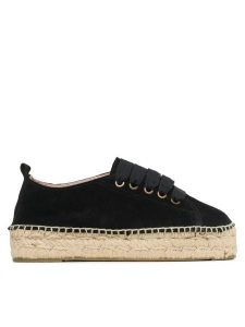 Manebi Espadryle Lace-Up Espadrilles K 1.0 E0 Czarny. Czarne espadryle Manebi, bez wzorów, ze skóry, bez obcasa. Za 449,99 zł.