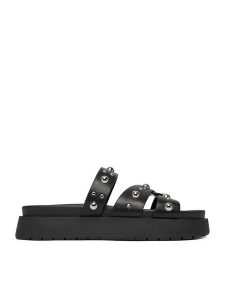 DeeZee Klapki CEO-HY69916-12 Czarny. Czarne klapki DeeZee, bez wzorów, ze skóry, bez obcasa. Za 139,99 zł.