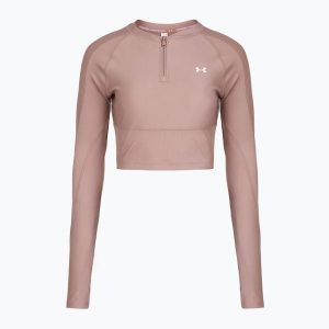 Longsleeve Under Armour HeatGear Rib 1/4 Zip. Czerwone koszulki sportowe Under Armour, bez wzorów, bez ramiączek. Za 199,99 zł.