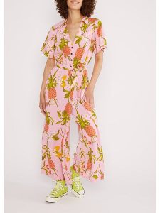 Blutsgeschwister Kombinezon "Charming Stepsdancing fruits" w kolorze jasnoróżowym rozmiar: S. Różowe kombinezony Blutsgeschwister, s, bez wzorów, z tkaniny, klasyczne, bez kołnierzyka, bez ramiączek. Za 179,64 zł.