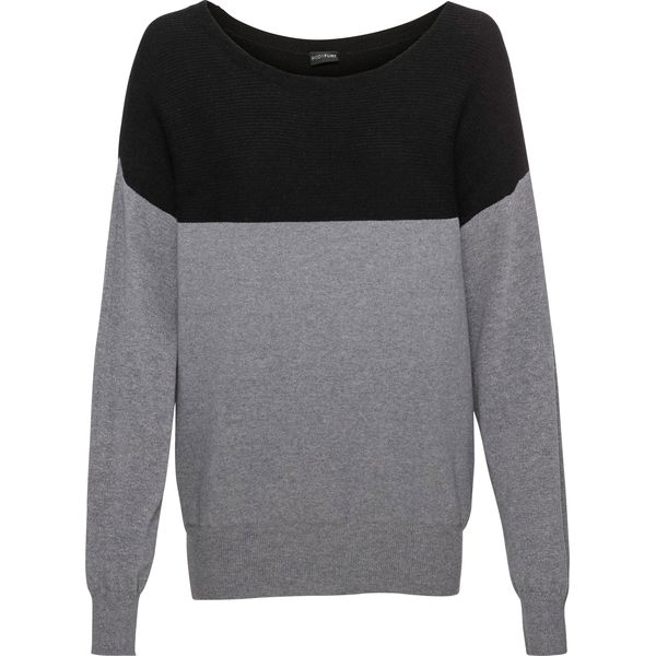 Sweter oversize. Czarne swetry klasyczne bonprix, bez kołnierzyka. Za 107,99 zł.