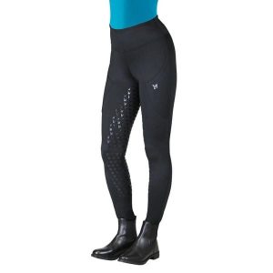 Legginsy jeździeckie full-grip damskie York Laura. Czarne legginsy YORK, bez wzorów, z materiału. Za 265,50 zł.