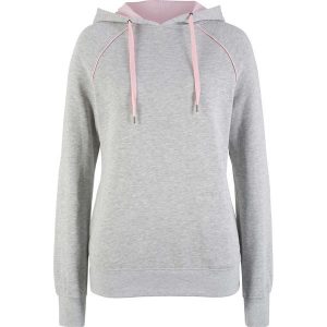 Bluza z kapturem z kontrastowymi paskami bonprix jasnoszary melanż. Bluzy marki 4f. Za 74,99 zł.