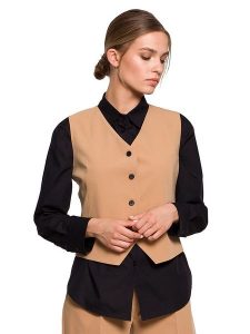 Stylove Kamizelka w kolorze beżowym rozmiar: XL. Brązowe kamizelki Stylove, xl, bez wzorów, bez kołnierzyka, bez ramiączek, bez kaptura. Za 70,24 zł.