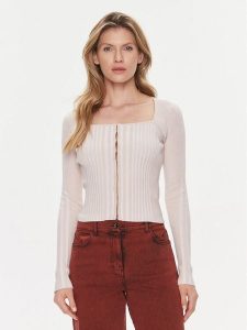 Guess Kardigan Allie W4RR43 Z2YN2 Beżowy Slim Fit. Brązowe kardigany Guess, z syntetyku. Za 379,99 zł.
