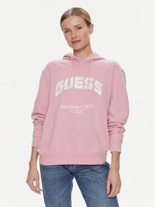 Guess Bluza V2YQ02 FL04D Różowy Regular Fit. Czerwone bluzy Guess, s, z aplikacjami, z bawełny, bez kaptura. Za 399,99 zł.