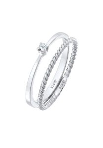Elli DIAMONDS Damski zestaw soliter 2 częściowy skręcony z diamentem (0.03 ct.) w srebrze 925 Sterling Silver Pierścionki 1 ct. Szare pierścionki Elli DIAMONDS, z brylantem, srebrne. Za 393,99 zł.