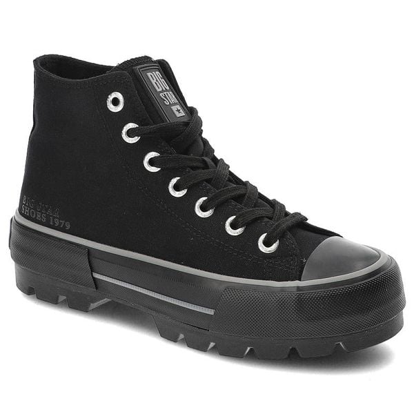 Czarne Trampki Big Star Damskie Wygodne Obuwie. Czarne trampki Big Star, bez wzorów, bez zapięcia. Za 129,00 zł.
