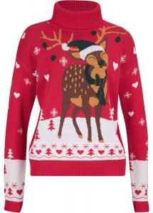Sweter bożonarodzeniowy z golfem. Niebieskie golfy bonprix, bez wzorów. Za 109,99 zł.