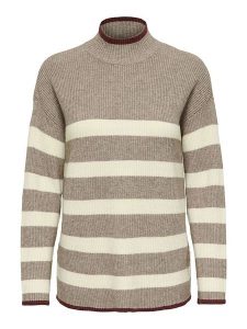 ONLY Sweter w kolorze beżowo-kremowym rozmiar: L. Brązowe swetry oversize ONLY, l, bez wzorów, ze splotem, bez ramiączek. Za 157,73 zł.