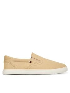 Tommy Hilfiger Tenisówki Th Low Profile Slip On FW0FW09103 Beżowy. Brązowe trampki TOMMY HILFIGER, bez wzorów, z materiału, bez zapięcia. Za 289,99 zł.