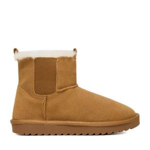 Śniegowce DeeZee. Brązowe buty zimowe DeeZee, bez obcasa, bez zapięcia. Za 229,99 zł.