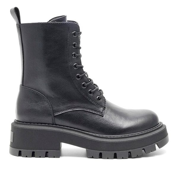 Trzewiki Jenny Fairy. Czarne botki Jenny Fairy, bez wzorów, bez obcasa, na płaskiej podeszwie, bez zapięcia. Za 179,99 zł.