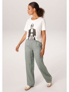 Aniston Spodnie w kolorze szarym rozmiar: 48. Szare spodnie z wysokim stanem Aniston, bez wzorów, z materiału, z podwyższonym stanem. Za 173,99 zł.