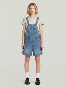G-Star Ogrodniczki dżinsowe w kolorze niebieskim rozmiar: S. Niebieskie kombinezony G-Star, s, bez wzorów, retro, bez kołnierzyka, bez ramiączek. Za 334,95 zł.