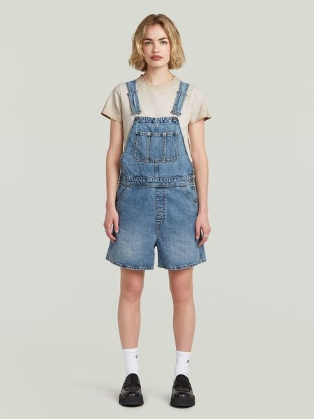 G-Star Ogrodniczki dżinsowe w kolorze niebieskim rozmiar: S. Niebieskie kombinezony G-Star, s, bez wzorów, retro, bez kołnierzyka, bez ramiączek. Za 374,95 zł.