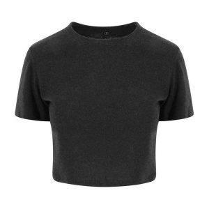 Top Damski / Damski Heather Triblend Crop Top. Czarne topy AWDIS, xl, bez wzorów, sportowe, bez kołnierzyka, bez ramiączek. Za 69,99 zł.
