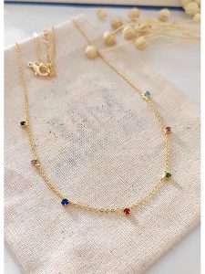 Atelier MIU Pozłacany naszyjnik z cyrkoniami - dł. 40 cm rozmiar: onesize. Żółte naszyjniki Atelier MIU, z cyrkonią, pozłacane. Za 39,99 zł.