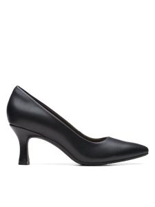Clarks Półbuty Kataleyna Gem 26171219 Czarny. Czarne półbuty Clarks, bez wzorów, ze skóry, bez obcasa, na obcasie, bez zapięcia. Za 219,99 zł.