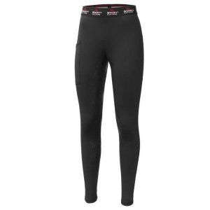 Legginsy do jazdy konnej damskie Start Colchester elastyczne, z pełnym lejem. Czarne legginsy START, bez wzorów. Za 202,99 zł.