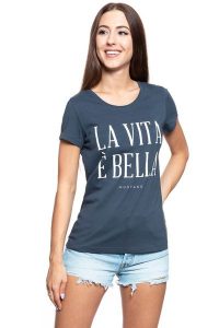 MUSTANG T SHIRT DAMSKI Alexia C Print Blue Nights 1009053 4085. Niebieskie t-shirty Mustang, s, bez wzorów, bez kołnierzyka, bez ramiączek. W wyprzedaży za 39,99 zł.