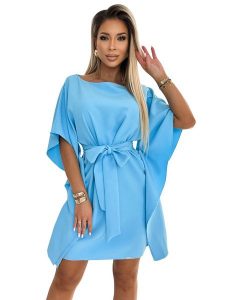 Numoco Sukienka w kolorze błękitnym rozmiar: S/M. Niebieskie sukienki NUMOCO, m, bez wzorów, z tkaniny, bez kołnierzyka, bez ramiączek, mini. Za 203,95 zł.
