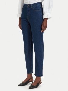 HUGO Jeansy Noe_B 50547418 Granatowy Mom Fit. Niebieskie jeansy Hugo, bez wzorów, z bawełny. Za 424,99 zł.