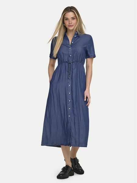 ONLY Sukienka jeansowa Charis 15363971 Granatowy Regular Fit. Niebieskie kombinezony ONLY, l, bez wzorów, z jeansu, bez kołnierzyka, bez ramiączek. Za 142,99 zł.