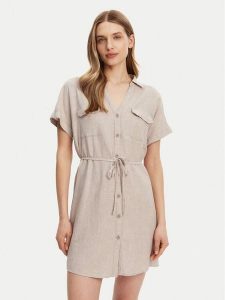 Vero Moda Sukienka letnia Linn 10323027 Szary Relaxed Fit. Szare kombinezony Vero Moda, na lato, s, bez wzorów, ze lnu, bez kołnierzyka, bez ramiączek. Za 129,99 zł.