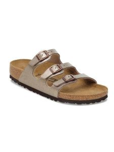 Birkenstock Klapki "Florida" w kolorze szarobrązowym rozmiar: 39. Szare klapki Birkenstock, bez wzorów, z otwartym noskiem, bez obcasa. Za 368,96 zł.