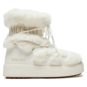 Śniegowce Moon Boot. Białe buty zimowe Moon Boot, bez obcasa, bez zapięcia. Za 759,00 zł.
