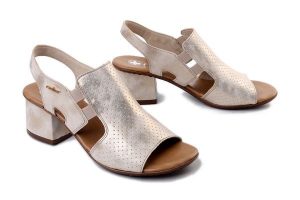 Rieker 64665-60 Beżowy, sandały damskie. Brązowe sandały Rieker, bez wzorów, bez obcasa, na obcasie, bez zapięcia. Za 319,90 zł.