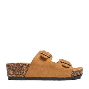 Klapki JENNY. Brązowe klapki Jenny, bez wzorów, bez obcasa. Za 79,99 zł.