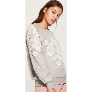 Bluza z aplikacją - Jasny szar. Szare bluzy marki House, z aplikacjami. W wyprzedaży za 39,99 zł.